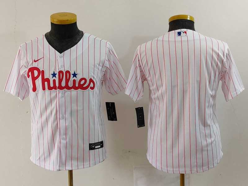 Youth Philadelphia Phillies Blank White Pinstripe Stitched Cool Base Jersey->chicago bulls->NBA Jersey